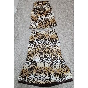 Anna Rossi By Moshita Sleeveless Top/Maxi Skirt Satin Beading Trim Size 14 NWT